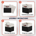 Ornavo Home 13x13 Foldable Fabric Storage Cube Bins, 6 Pack, White/Black - Image 7