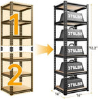 REIBII Storage Shelves for Pantry, Kitchen, 6 Tier Garage Shelving - Image 3