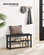 SONGMICS Shoe Rack Bench, 3-Tier Bamboo Entryway Bench, 35.2 Inches Width - Image 2