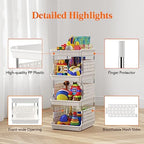 Lifewit Plastic Stackable Storage Baskets, 4 Tier Stacking Bins for Food and Clothes, Multifunctional Organizer for RV, Kitchen, Playroom, Pantry and Bathroom, 13.8"D x 11.8"W x 28.3"H, 1 Pack, White - Image 6