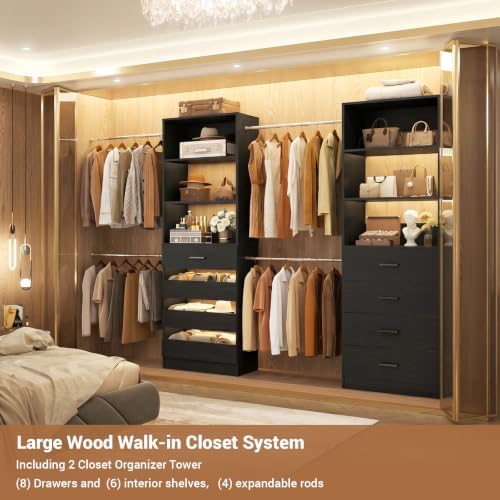 Aheaplus Closet System, 6-15Ft Custom Wood Closet Organizer with 8 Drawers - Image 4