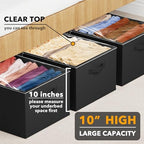 SpaceAid 3 Pack 10" High Under Bed Storage Containers, Large Underbed Storage Organizer Bins with Lids for Bedroom, Dorm, Clothes, Closet Organization, Bed Sheets and Blankets (Black) - Image 2