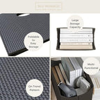 BLU MONACO | Black Woven Leather Magazine Holder with Handles | Stylish Magazine Rack for Floor or Table | Decorative Basket for Living Room, Office, or Reception - Image 4
