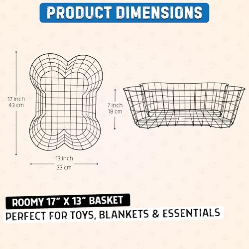 OtterPets Metal Dog Toy Basket Bone Shaped Indestructible Dog Toy Bin 17x13 - Image 3