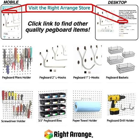 Pegboard Baskets, Set of 4 Black - Hooks to Any Peg Board - Pegboard Accessories, Square Style Wire Shelf Baskets - Organize Tools, Workbench, Garage Storage - Wall Organizer Attachments - Image 5