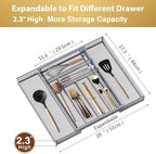 Sedegn Silverware Organizer Metal Mesh, Large Drawer Organizer, Utensil Cutlery Tray for kitchen drawers, Expandable Flatware Organizer with 8 Compartment Silver 11.6"~20" x 17.3" - Image 2