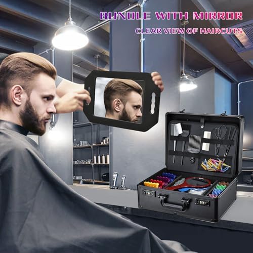Barber Accessories Case, Profesional Barbers Briefcase Tool Case, Barber Cases for Clippers and Supplies, Hair Scissors Clippers Trimmer Organizer, Barbers Suitcase with Code Lock (Matte Black) - Image 2