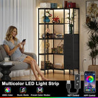AFLUI 5-Tier Corner Bookshelf with LED Light Strips, 4 Fabric Drawers - Image 3