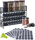 Spice Rack Organizer with 27 Spice Jars with Black Lids by Fiwence