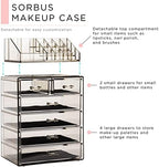 Sorbus Makeup Organizer, 6-Drawer Acrylic 2-Piece Set (Black Jewel) - Image 4