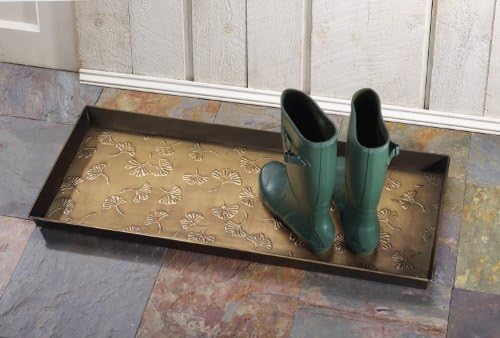 HF by LT Gingko Pattern Metal Boot, 30 x 13 inches, Antique Brass Finish - Image 2