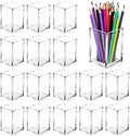 20Pack Clear Acrylic Pen Holder Desktop Pencil Organizer Acrylic Pencil Cup Stationery Office Organizer Makeup Brush Holder by AFOROEOA