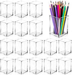20Pack Clear Acrylic Pen Holder Desktop Pencil Organizer Acrylic Pencil Cup Stationery Office Organizer Makeup Brush Holder by AFOROEOA
