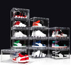 Upgraded 12 Pack Shoe Box,Acrylic Clear Shoe Boxes,Drop Front Shoe Storage Box,Clear Plastic Stackable Sneaker Box,Shoe Containers,Shoe Display Case,Sneaker Storage,Fits Up to Size 15 by AOHMPT