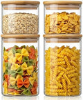 32 oz & 21 oz Round Glass Food Storage Containers with Bamboo Lids, 4 Pack by HomArtist