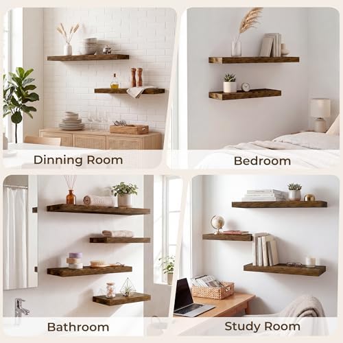 RICHFOCUS Long Floating Shelves for Wall 1Pack|Rustic Brown|40" Lx8 D - Image 7