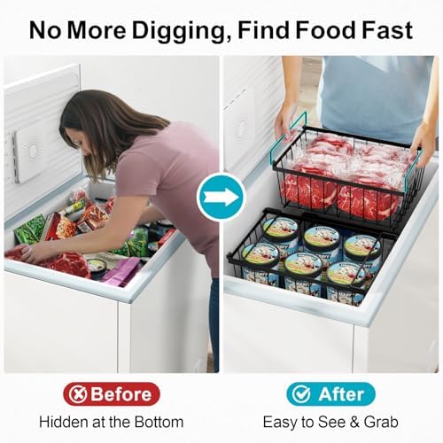 iSPECLE Deep Freezer Organizer Bins - Storage Baskets for 5 Cu.Ft, 8 Pack - Image 2