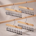 Novabright 4 Pcs Closet Organizers with 10 Clips Hat Pants Scarf Socks Hangers Wood Space Saving Rotating Hanging Hangers Clothespins with Padded Clips for Leggings Bra Tie Belt Jeans Skirt (Wood) - Image 7