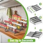 2 Pack Spice Rack Organizer for Cabinet, 4 Tier Black (S&L) Seasoning Organizer Rack for Inside Cabinets, Countertop, Pantry Storage - Image 5