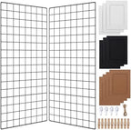 Lnrueg 2 Pack Wire Wall Grid Panel 30" x 15", Wall Grid Shelf with Photo Frames for Photo Display, Metal Mesh Message Board Memo Boards, Heavy Duty Gridwall Display Rack for Art Retail Display - Image 6