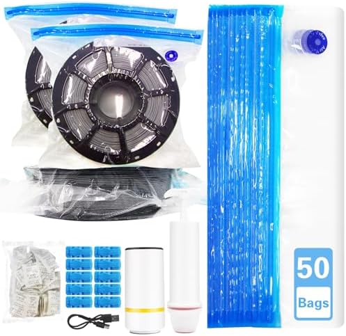 50 Pcs Filament Vacuum Storage Bags with Manual Auto Pumps by Yudlto