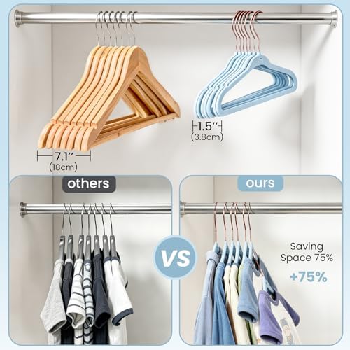 Infant Hangers Velvet, Felt Kids Hangers, 11 in, 50 Pack, Blue - Image 7