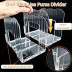 2 Pack Purse Organizer for Closet Clear Acrylic Shelf Dividers for Large Medium Bag Pocket Book Clutch, Expandable Handbag Organizer for Display & Storage, 8-Slot Purse Holder Max Length 24'' - Image 5