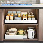 Mustorn 2 Pack Pull Out Cabinet Organizer, Expandable Slide Out Drawers for Kitchen Cabinets Peel and Stick Pullout Drawer Heavy Duty Sliding Shelves for Cupboard, Pantry, Bathroom(16.5" Deep, White) - Image 4