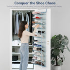 Whitmor 36 Pair Over the Door Shoe Rack,12 Tier Hanging Shoe Organizer with Metal Frame & Mesh shelves, Heavy Duty Shoe Storage Holder for Door,No Drill Installation, 74" H x 21.7" W x 7.5" D, Blue - Image 3