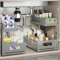 2 Pack 15.74IN-Depth Under Sink Organizer With Next-Gen Ball-Bearing Slides,2-Tier Pull Out Cabinet Storage,Height Adjustable Drawer Shelf for Bathroom,Kitchen,Laundry,Cabinet,Pantry-Gun Gray by Corbyles