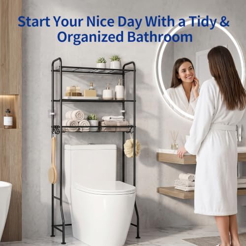 Delamu Over Toilet Storage Rack, 3 Tiers (62.8" H) Bathroom Organizer Shelf - Image 6