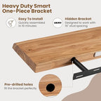 Floating Shelves for Wall Decor, Rustic Solid Elm Wood Live Edge Floating Shelves Wall Mounted, Wall Shelves with Invisible Bracket for Living Room Bathroom Bedroom Kitchen, 16 Inch Set of 2, Natural - Image 6