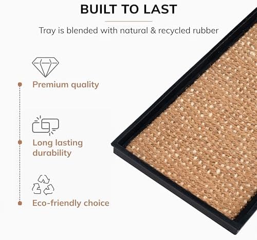 Anji Mountain Heavy Duty Waterproof Rubber Shoe Storage Mat Organizer/Boot Storage Multi Use for Entryway with Coir, Tan and Khaki Insert, Fits 2 Pair (24.5" Wide) - Image 3