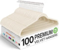 HOUSE DAY Premium Velvet Hangers 100 Pack, Non-Slip Clothes Hangers Ivory - Durable and Sturdy Felt Hanger, Velvet Hanger for Coat, Pants & Dress Slim Space Saving for Closet Organizer by HOUSEDAY
