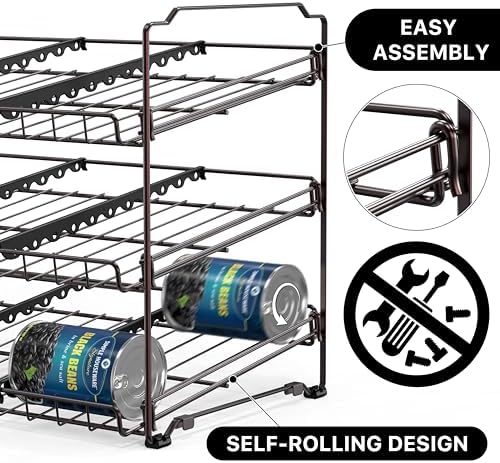 Simple Houseware 3-Tier Stackable Can Organizer Rack Hold 36 Cans, Bronze - Image 5