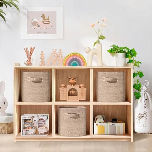 12 Inch Storage Cubes, 3 Pack Cube Storage Bins for Organizing, Cotton Rope Woven Baskets for Shelves, Bathroom, Kids Room, Closets, Baby Nursery - Image 2