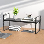 iPEGTOP Expandable Cabinet Storage Shelf Organizer Rack, Heavy Duty Steel Metal Spice Rack Adjustable Height Home Office Garage Pantry Shelves for Counter Kitchen Organization, Black, 2 Pack - Image 5