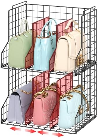 2 Pack Purse Organizer for Closet,Stackable Handbag Storage Holder by Sonyabecca