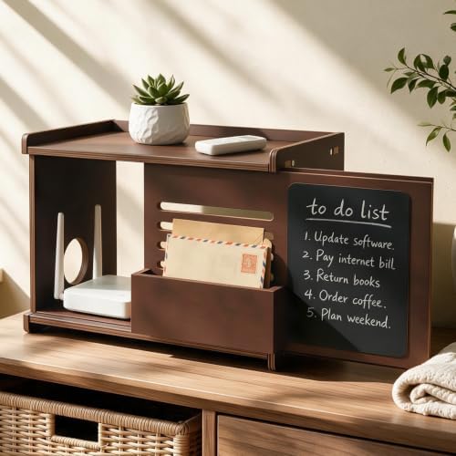 WiFi Router Box Hider with Front Storage & Chalkboard, Wooden Project Shelf by Unknown