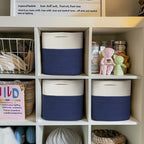 11x11 Cube Storage Bin - 3 Pack Woven Storage Cubes Organizer, 11 Inch Cotton Rope Baskets for Organizing, Decorative Square Shelf Baskets Closet Bins, Toy Boxes for Boy, Dark Blue Decor - Image 3