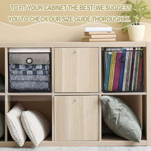2 Pcs Foldable Metal Cube Storage Baskets, 13x13in, Black - Image 6