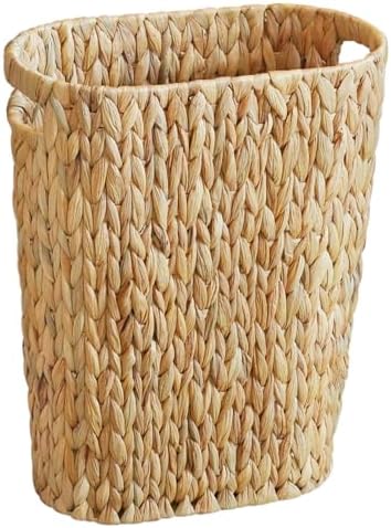 Coeusy Wicker Trash Can,Bathroom Trash Can,Water Hyacinth Wicker Waste Basket for Bathroom,Handwoven Narrow Small Waste Basket for Bedroom,Office,5 Gallon by WEAVECOMFORTINTOEVERYCORNER