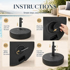 20 Inch 50 Lbs Fillable Heavy Duty Umbrella Base, Stable Outdoor Stand, Durable Holder for Lawn Patio Deck and Poolside Parasols, Black50 - Image 3