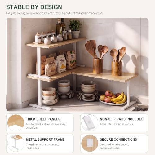 Golener Countertop Shelf, Kitchen Counter Organizer, Adjustable, Stackable - Image 4