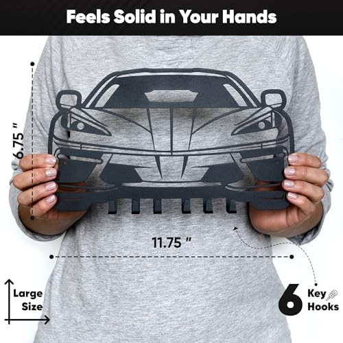 MOOH Metal Automotive Key Holder with 6 Hooks - Unique Wall Mounted Car Lovers Gifts for Men & Women - Cool Man Cave Decor - Image 3