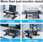 Monitor Stand Riser for Desk,360°Rotation Freely Height Adjustable by Knob,4.4-5.8 Inches,Ergonomic Monitor Stand Mount, Desktop Monitor Stand Riser for Computer,Laptop,Printer,Tv,Black - Image 6