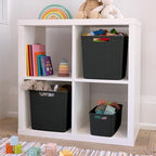 Curver Set of 4 Large Cube 17L Jute Decorative Plastic Organization and Storage Baskets - Perfect Bins for Home Office, Closet Shelves, Kitchen Pantry and All Bedroom Essentials, Black - Image 6