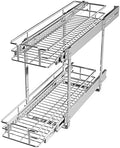 LOVMOR 2 Tier Individual Pull Out Cabinet Organizer 7.5" W x 21.5" D, Slide Out Kitchen Cabinet Storage Sliding Shelves by LOVMOR