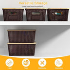 6 Pack Plastic Storage Baskets,Brown bamboo lid storage Box - Image 6