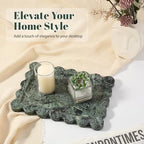 Koville Scalloped Marble Tray, 11"x8" Marble Vanity Tray for Countertop Bathroom Kitchen Dresser, Natural Stone Tray for Jewelry Perfume Home Decor, Decorative Catchall Trays(Green) - Image 5